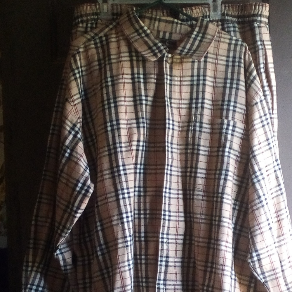 T.H.E. mens 2pc long shirt jacket and pants plaid